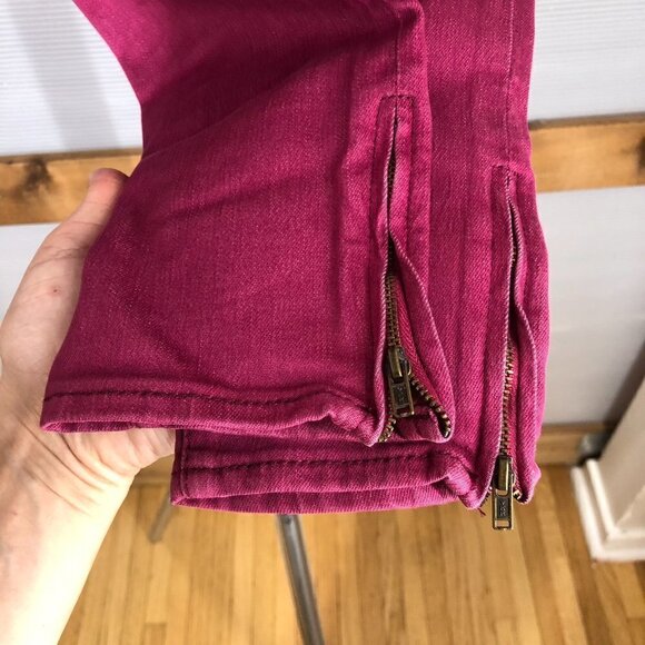 FREE PEOPLE Raspberry (Pink / Purple) Ankle‎ Zip Skinny Jeans Sz 26 - Picture 6 of 10